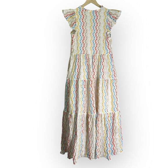 Antonio Melani x Kimberly Whitman Kari Embroidered Ruffle Eyelet Maxi Dress 12 - Picture 11 of 12